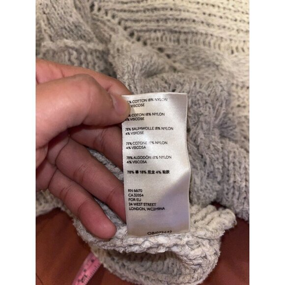 Free People Chunky Oversized Knit Grey Sweater Long-Sleeve Loose Fit For Women - Picture 6 of 7